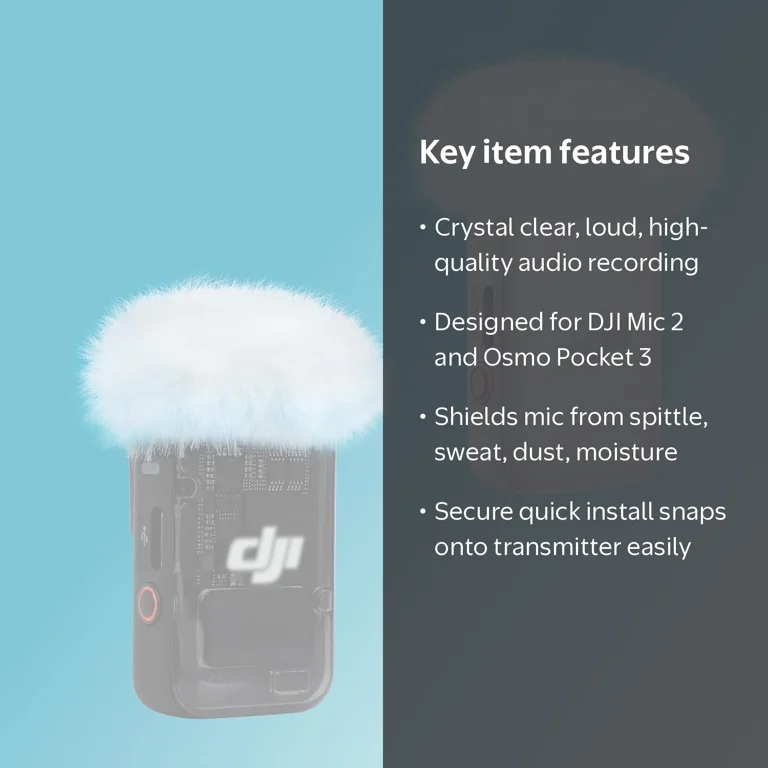 SUNMON DJI Mic 2 Wind Muff - 2 Packs Furry Microphone Windscreen