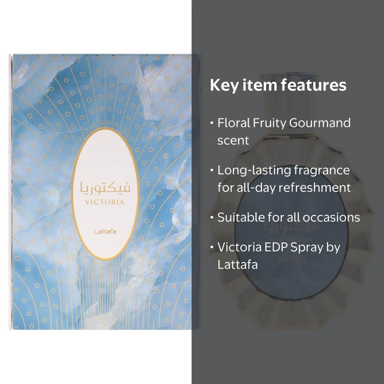 Lattafa, Victoria EDP Spray, Long Lasting Woody Floral Spicy, 3.4