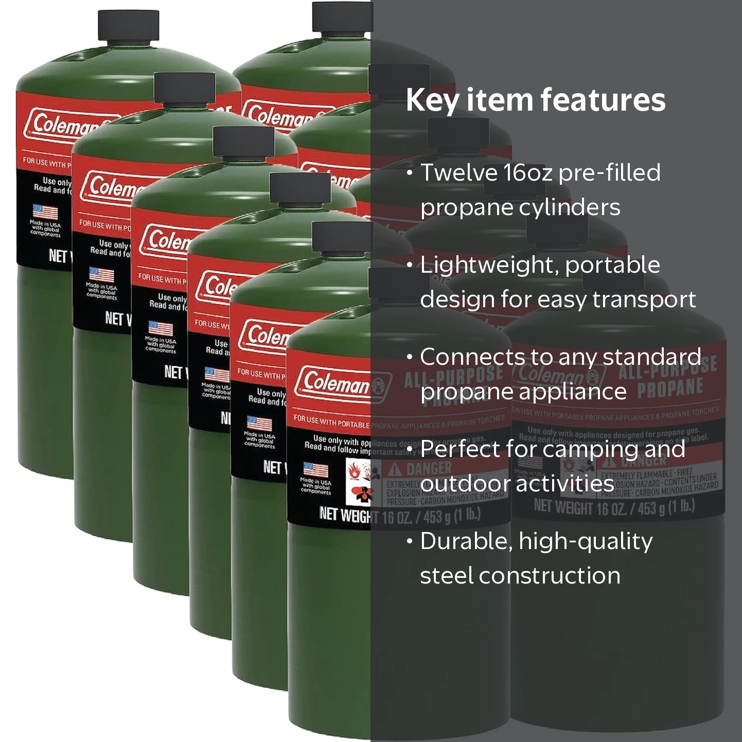 Coleman, Propane Cylinders, 16 oz, 12 Pack, Perfect for Outdoor