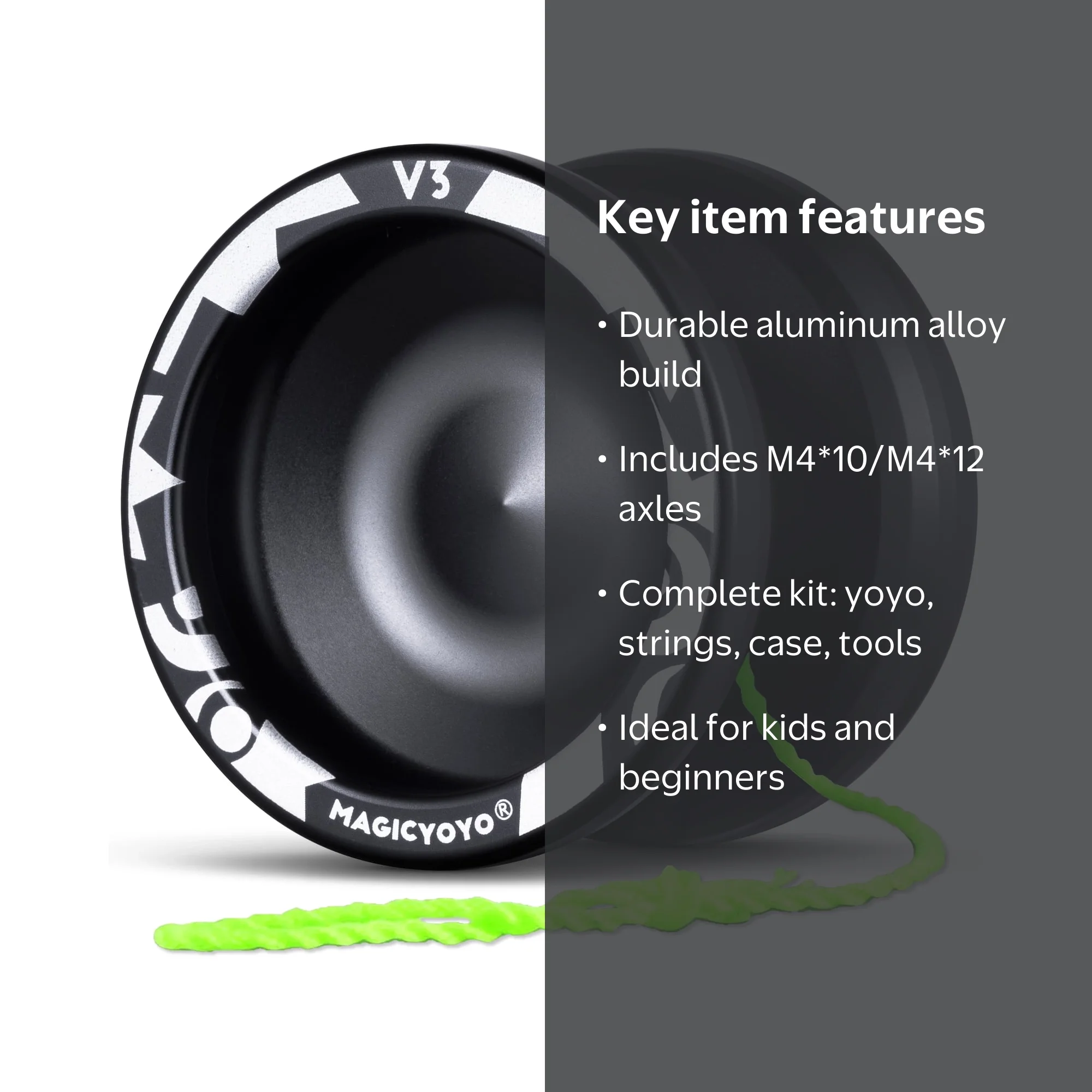 Magicyoyo, Responsive Yoyo V3, Aluminum, Black, Suitable for Kids