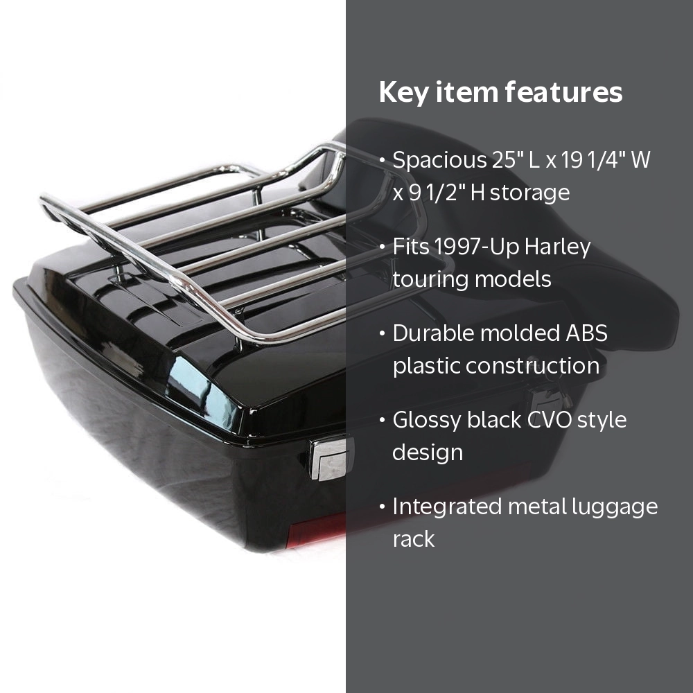 Kojem Black Motorcycle Tour Pak Trunk Pack Backrest for Harley