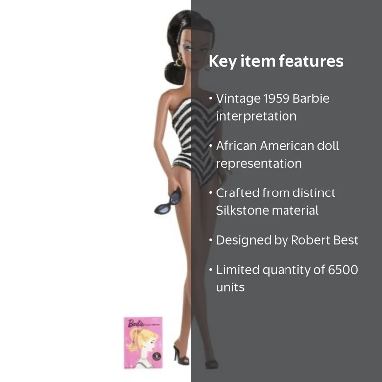 BFMC Debut Barbie 1959 Doll African American Silkstone Mattel