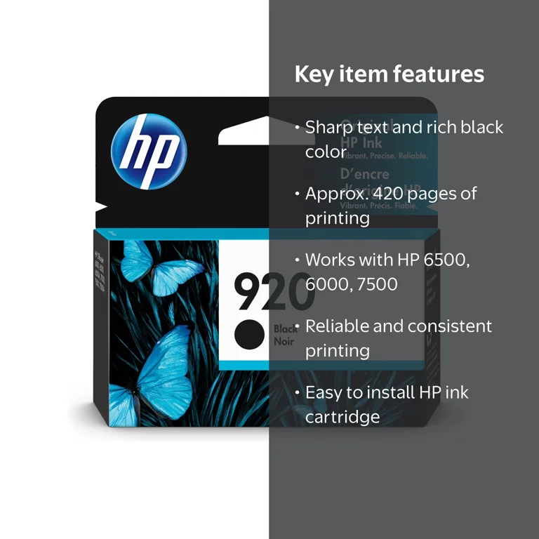 HP HP 920 Black Original Ink Cartridge, CD971AN#140, ~420 Pages