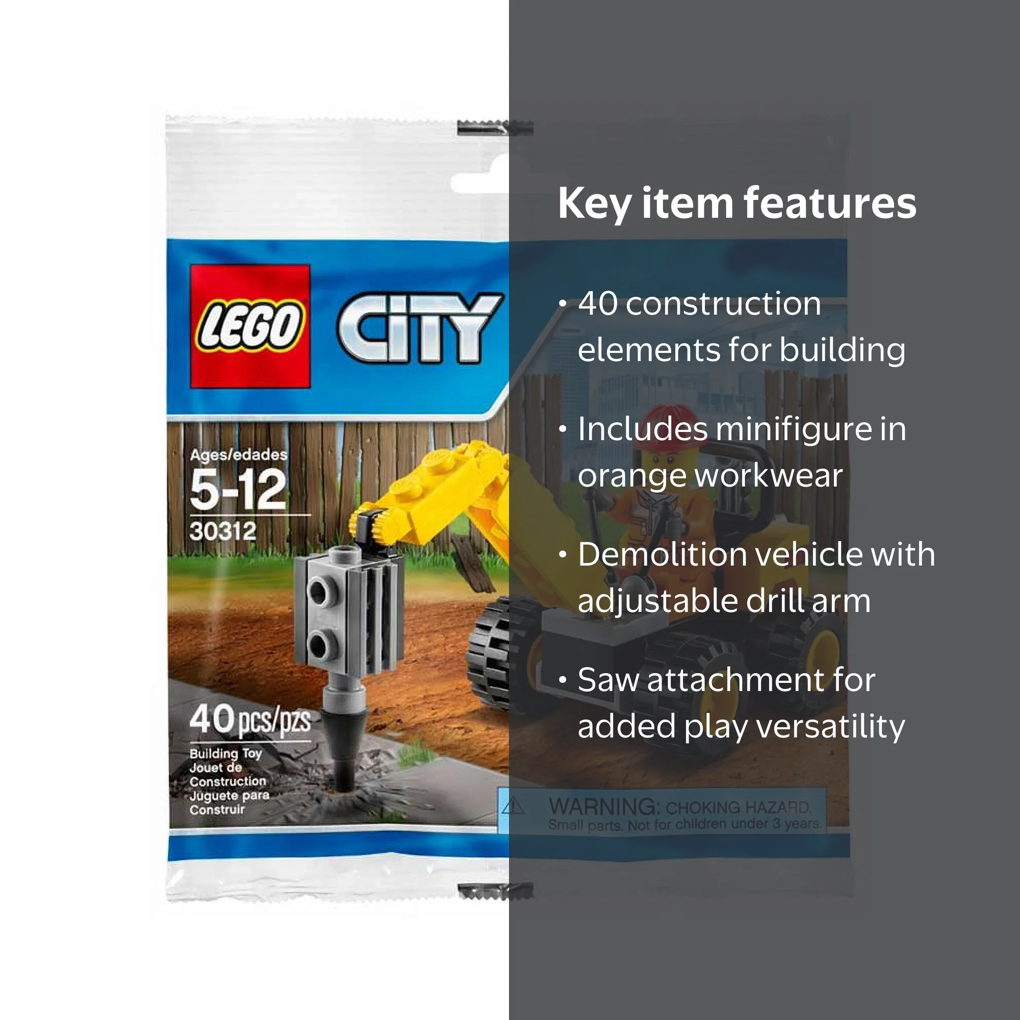 LEGO City Demolition Driller 40 Piece Building Set 30312 - Walmart.com