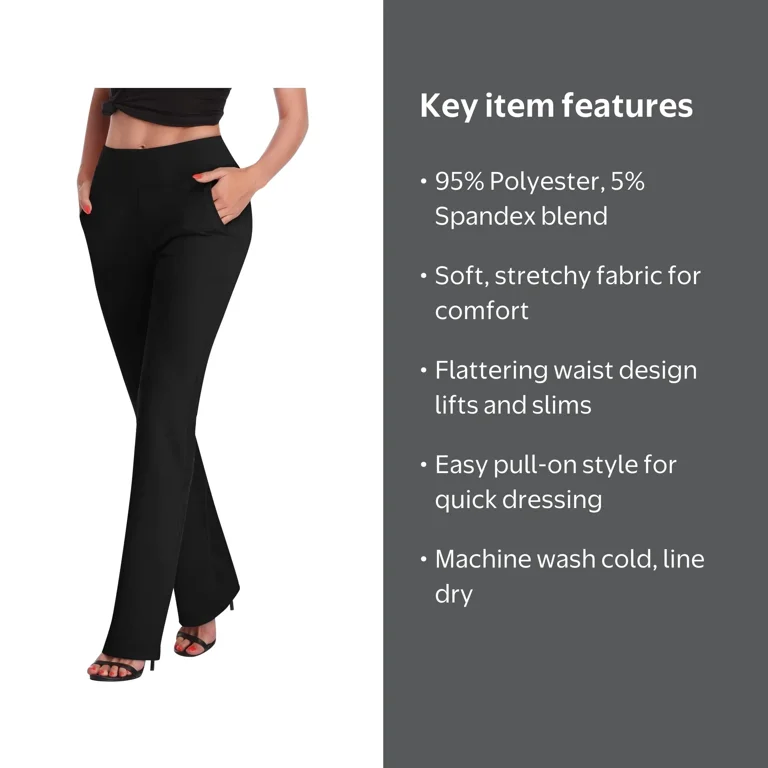 black dress women's polyester spandex dress pants XFLWAM, Women's Yoga Dress Pants, L black, Stretchy Work Slacks 