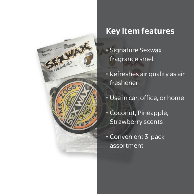 Sex Wax, Air Freshener, 3-Pack, Assorted Coconut Strawberry