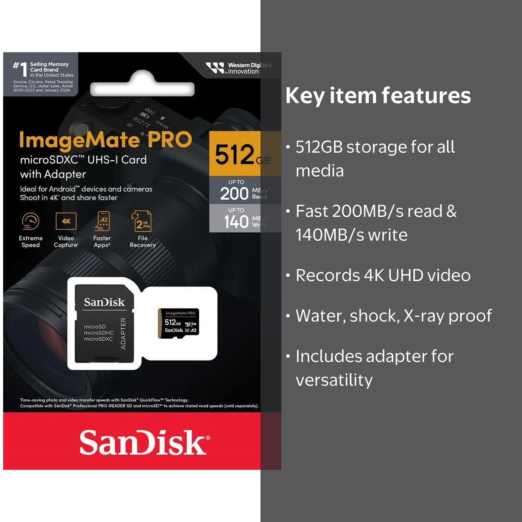 SanDisk 512GB ImageMate Pro microSDXC UHS-1 Memory Card with
