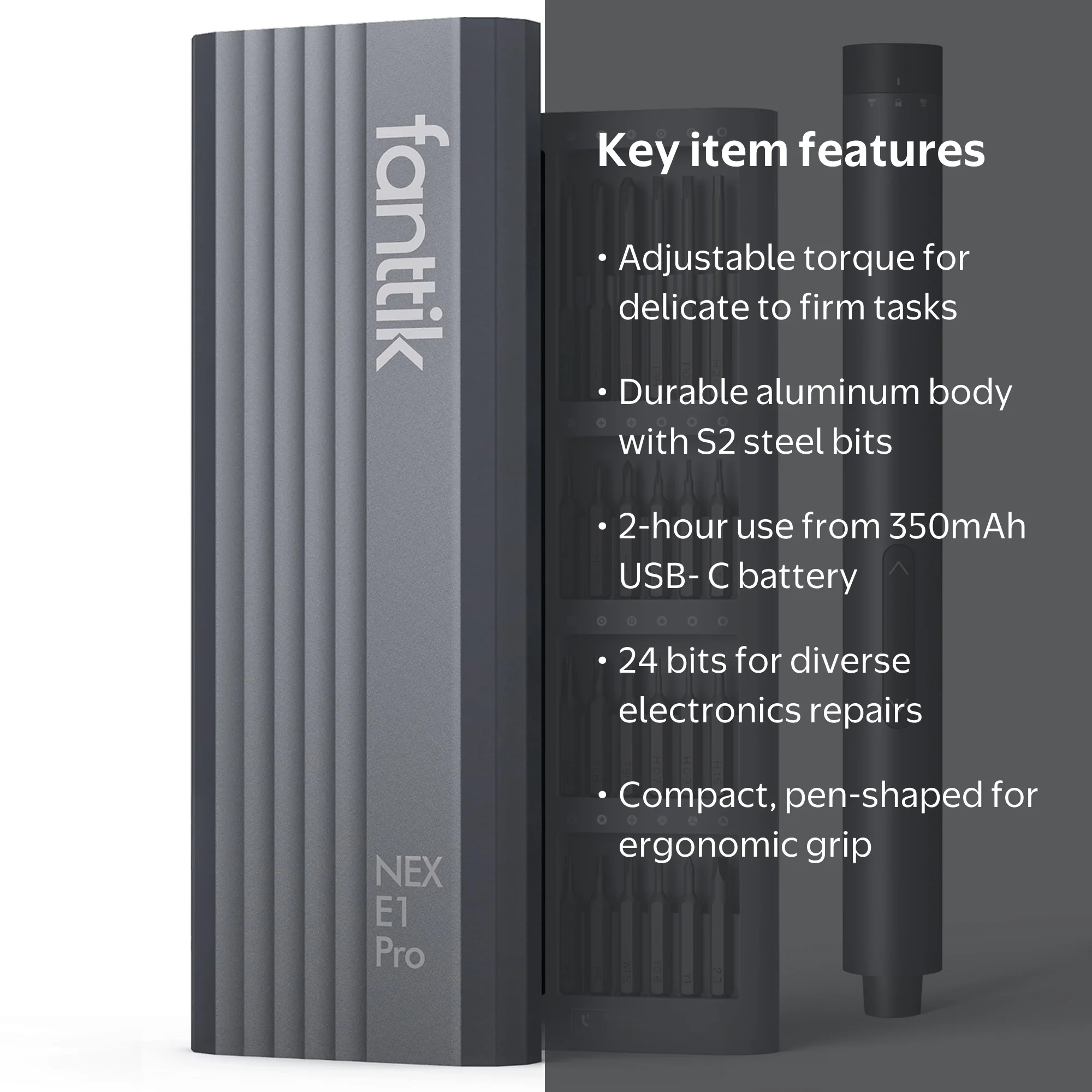 fanttik E1 Pro Cordless Electric Screwdriver Kit, 3.7V, 3N.m