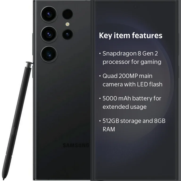 Samsung, Galaxy S23 Ultra 5G Smartphone, Phantom Black, 512GB