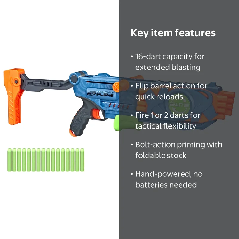 Nerf, Dart Blaster, Flipshots Flip 16 Dart, Outdoor Kids Toy