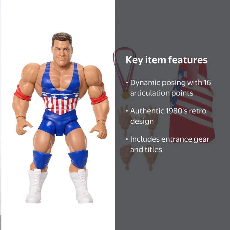 WWE Retro Superstars 1980's Style Kurt Angle Action Figure with 16