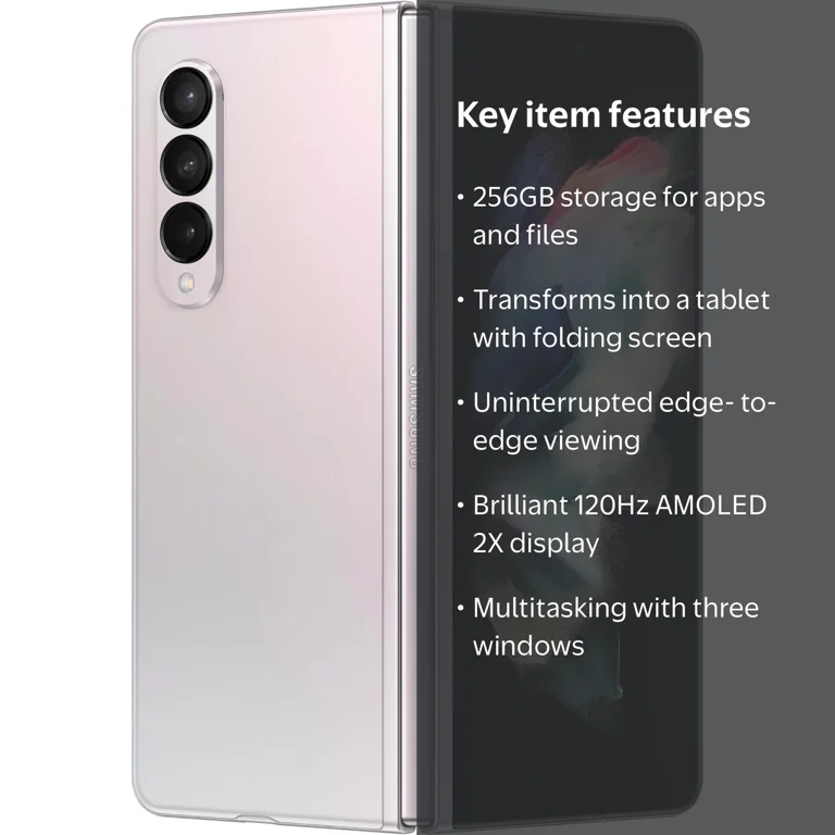 Samsung Galaxy Z Fold 3 本体　ジャンク Samsung Galaxy Z Fold 3 5G, 256GB Phantom Silver, Factory Unlocked