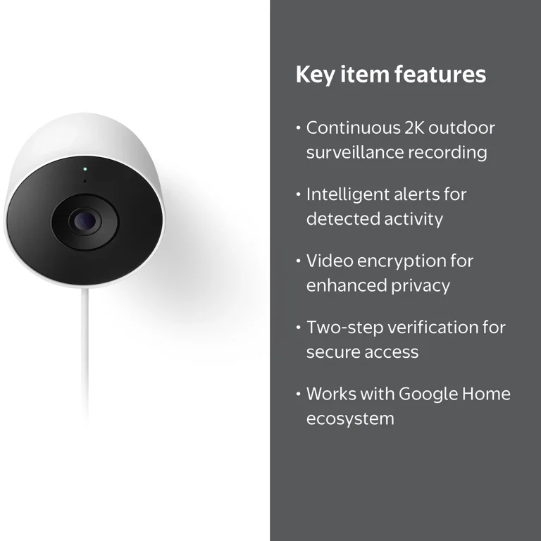Google Nest Cam Outdoor 2nd Gen - Wired Security Camera with 2K