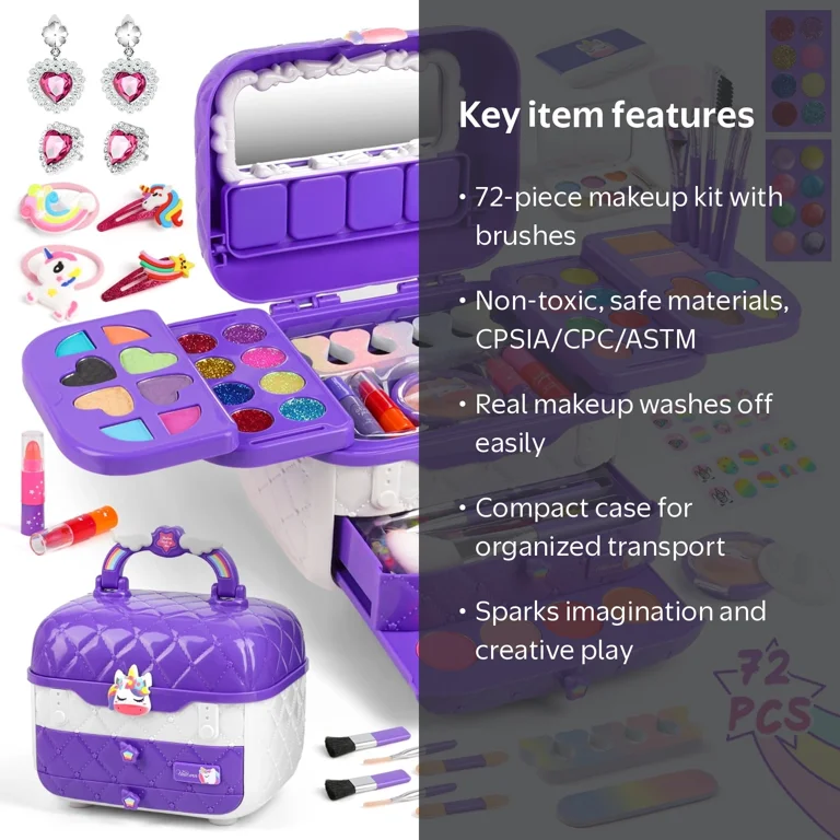 Cute Girl Mega Collection 90ml 2個セット Huge Wave 72 PCS Kids Makeup Kit for Girl Toys, Real Washable