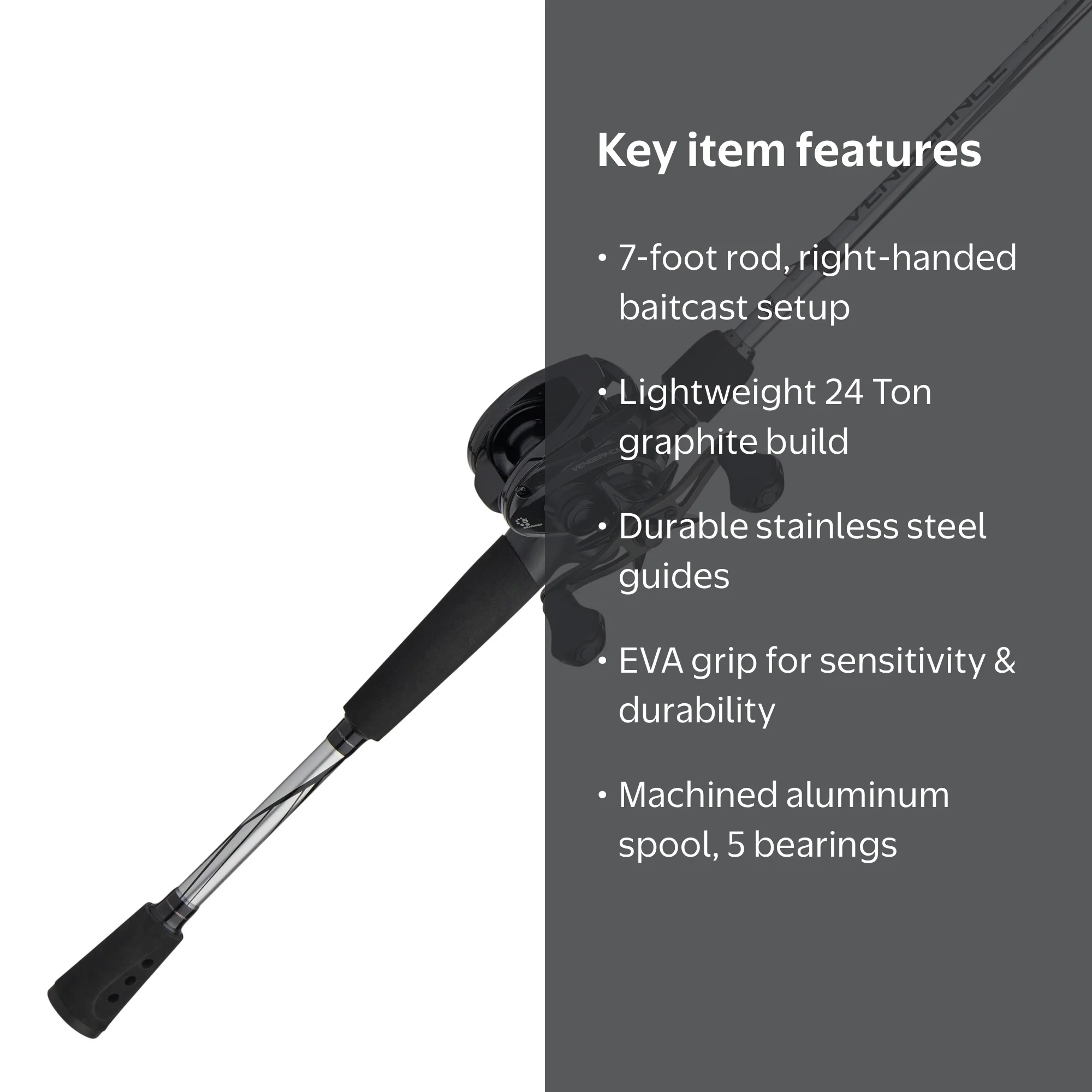 Abu Garcia Vengeance 7' Right Handed Baitcaster Combo Pole