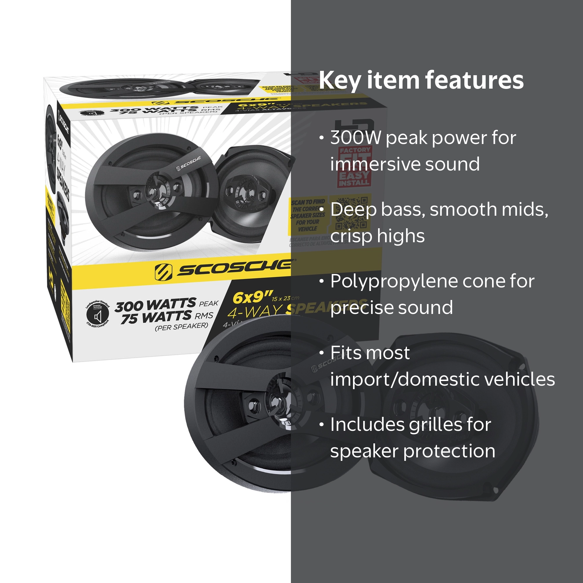 Scosche, Car Audio Speaker Pair, 6