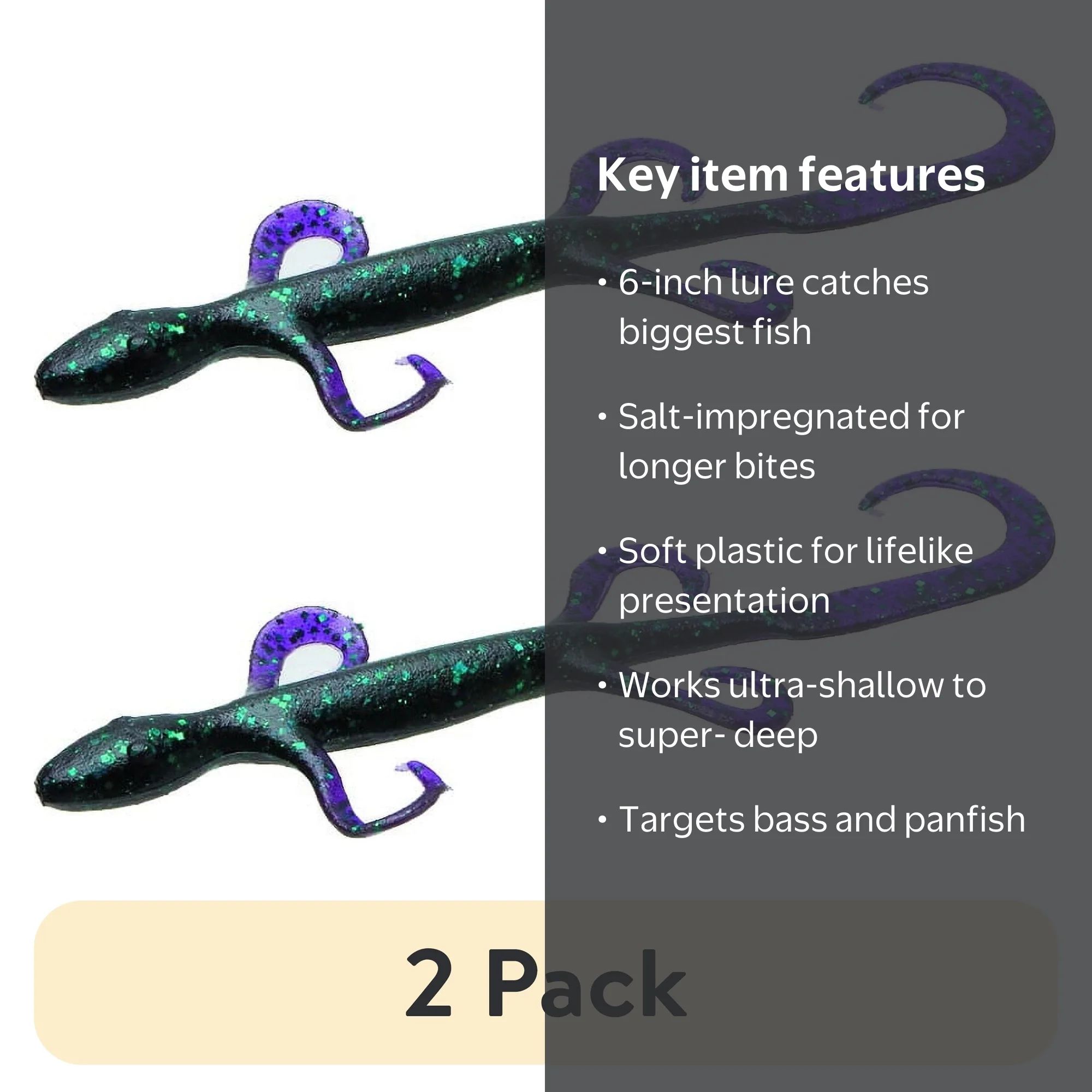 Zoom 6'' Junebug Lizard Soft Plastic Bait 9pk for Bass and Panfish