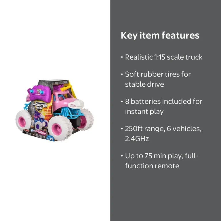 Monster Jam Sparkle Smash R/C Remote Control Car - Walmart.com