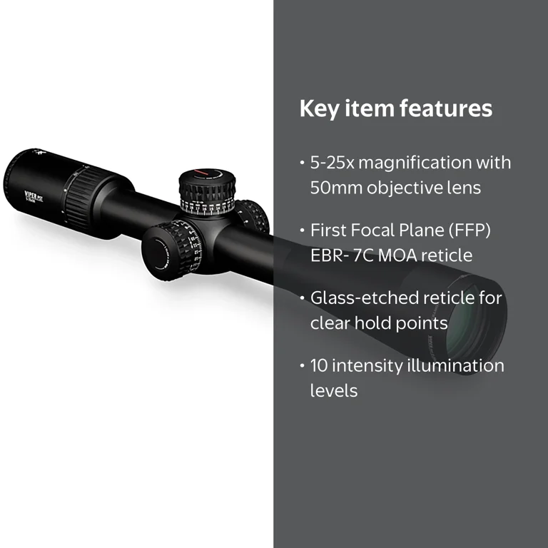 Vortex Optics Viper Riflescope, PST Gen II 5-25x50, First Focal