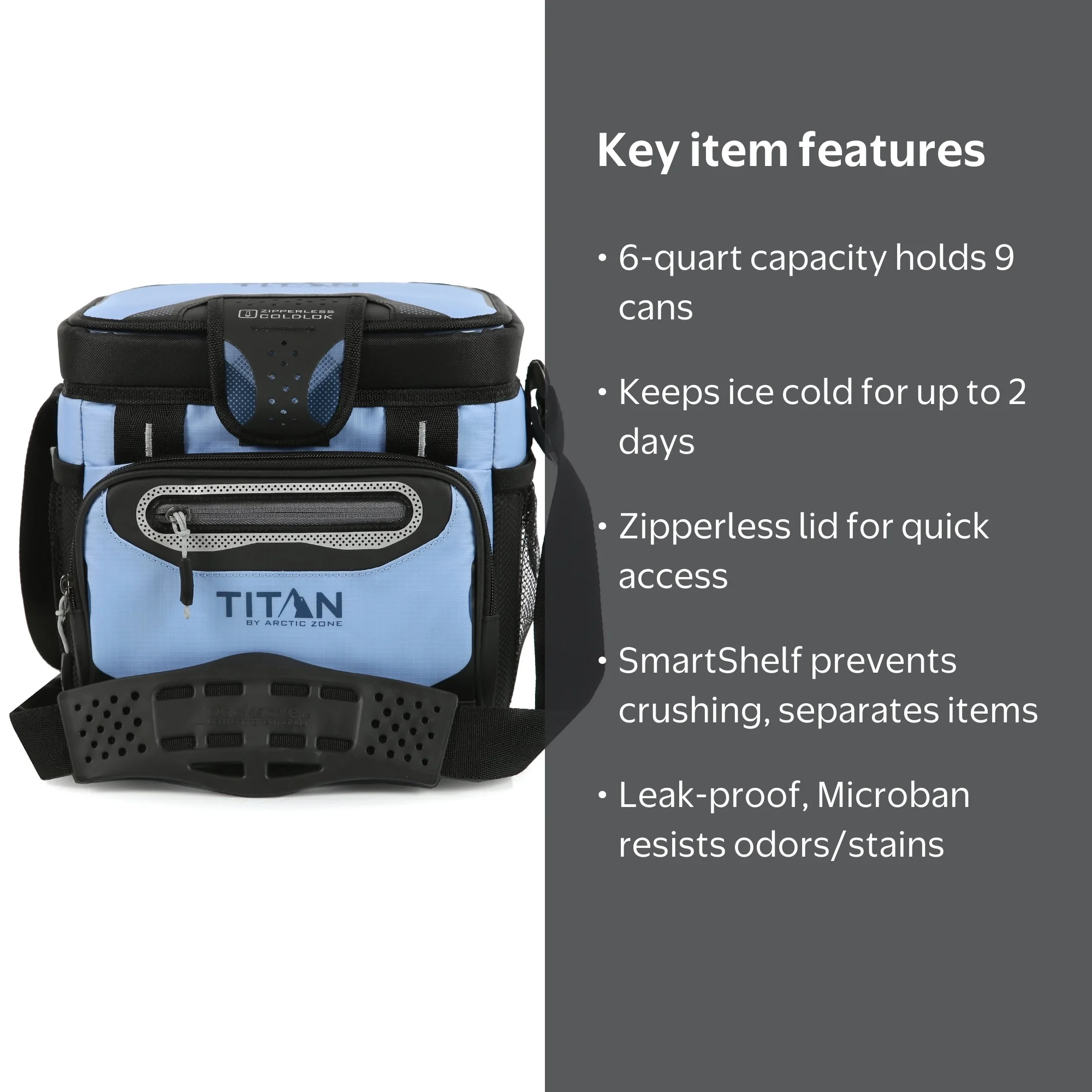 Titan by Arctic Zone 9 Can Zipperless Soft Cooler, 6 Quart