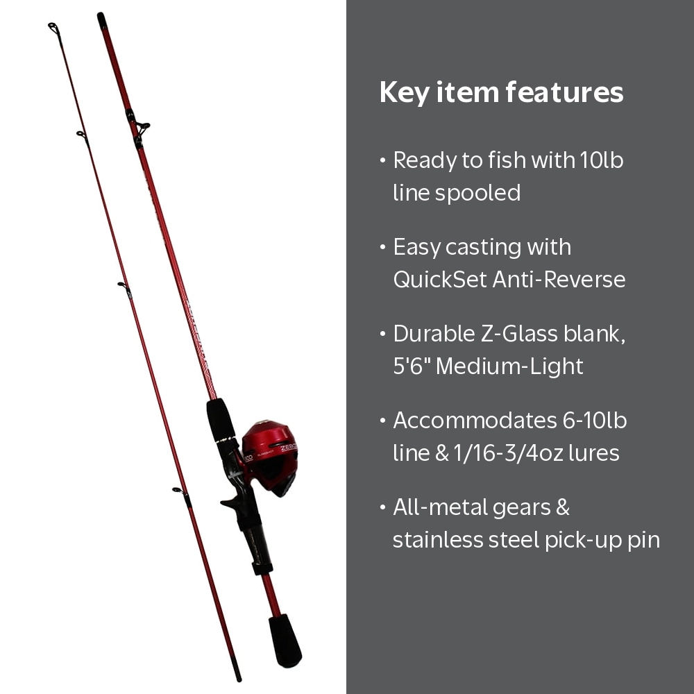 Zebco Fiberglass Spincast Fishing Rod & Reel Combo, 2-Piece Rod