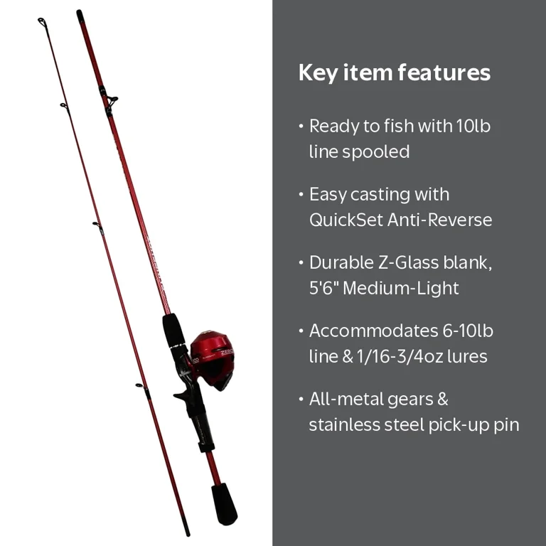 Zebco Fiberglass Spincast Fishing Rod & Reel Combo, 2-Piece Rod Zebco Fiberglass Spincast Fishing Rod & Reel Combo, 2-Piece Rod