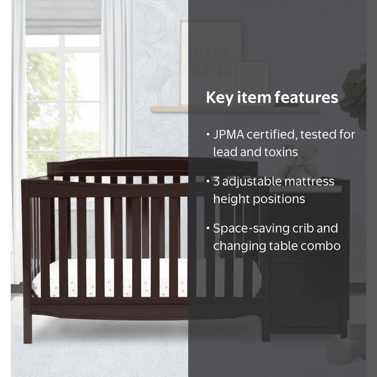 Delta Children Mason Convertible 6-in-1 Baby Crib and Changer