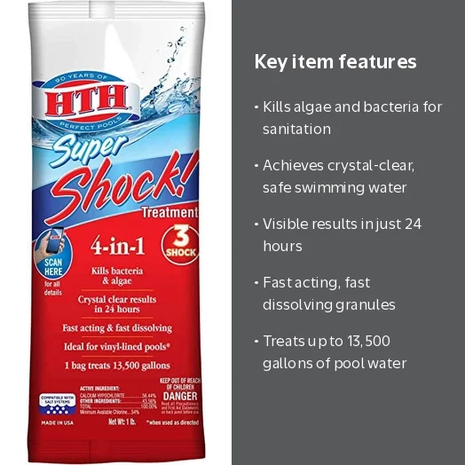 HTH 1 lb Pool Super Granule Shock Treatment for Algae and Bacteria