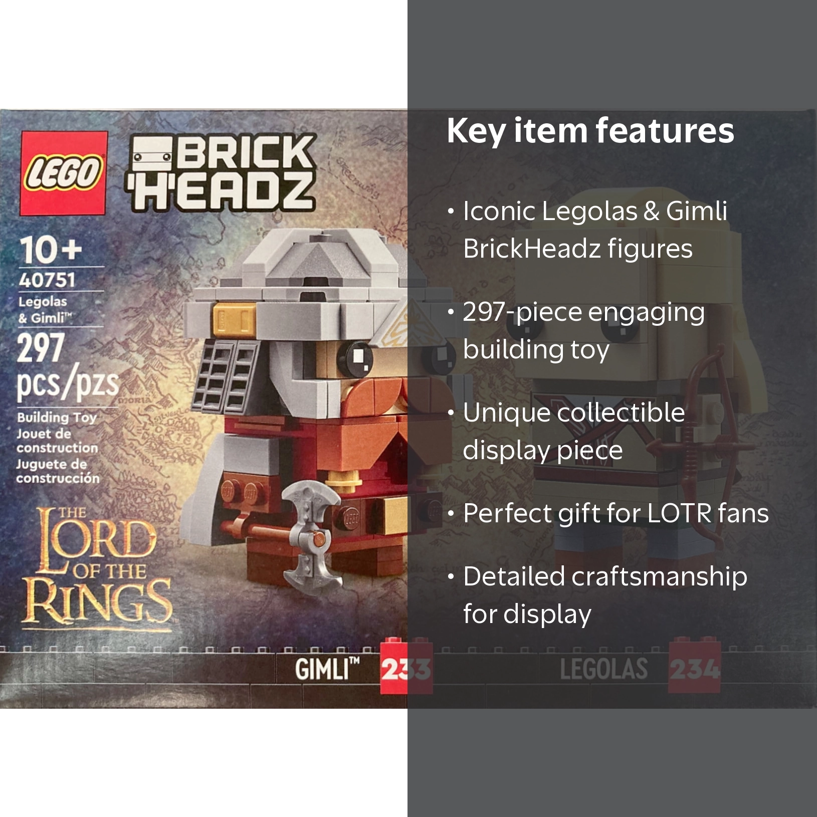 LEGO BrickHeadz 40751 Legolas and Gimli Collectible Set, The Lord
