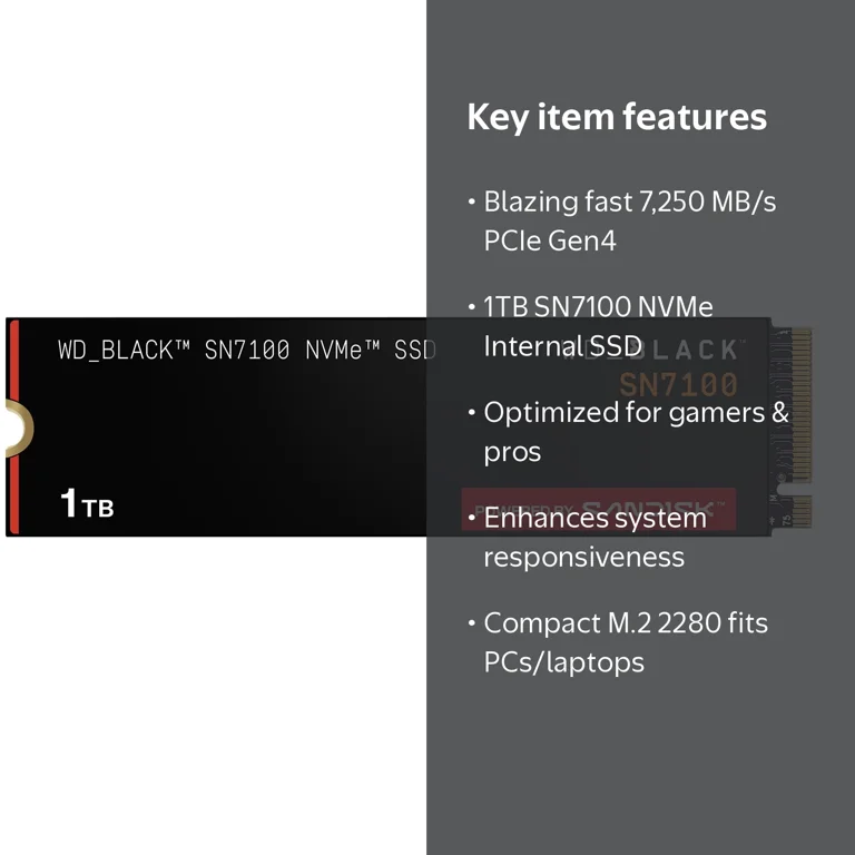 SanDisk, NVMe Internal SSD, 1TB SN7100, PCIe Gen4 M.2 2280
