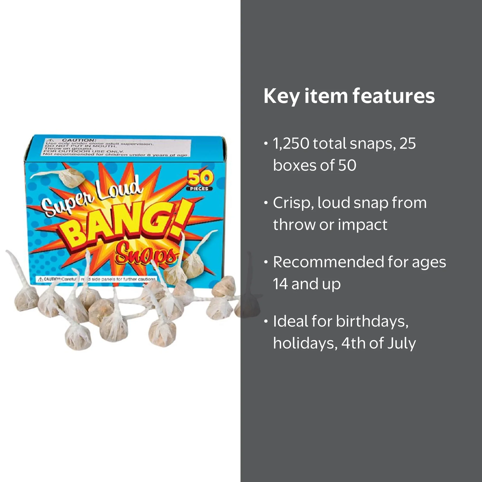 Nicky Bigs Novelties Exploding Miniature 1250 Bang Party Snaps
