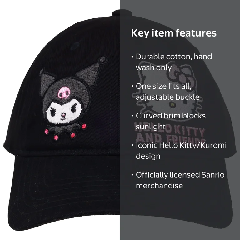Hello Kitty and Kuromi Baseball Cap, Dad Hat with Curved Brim
