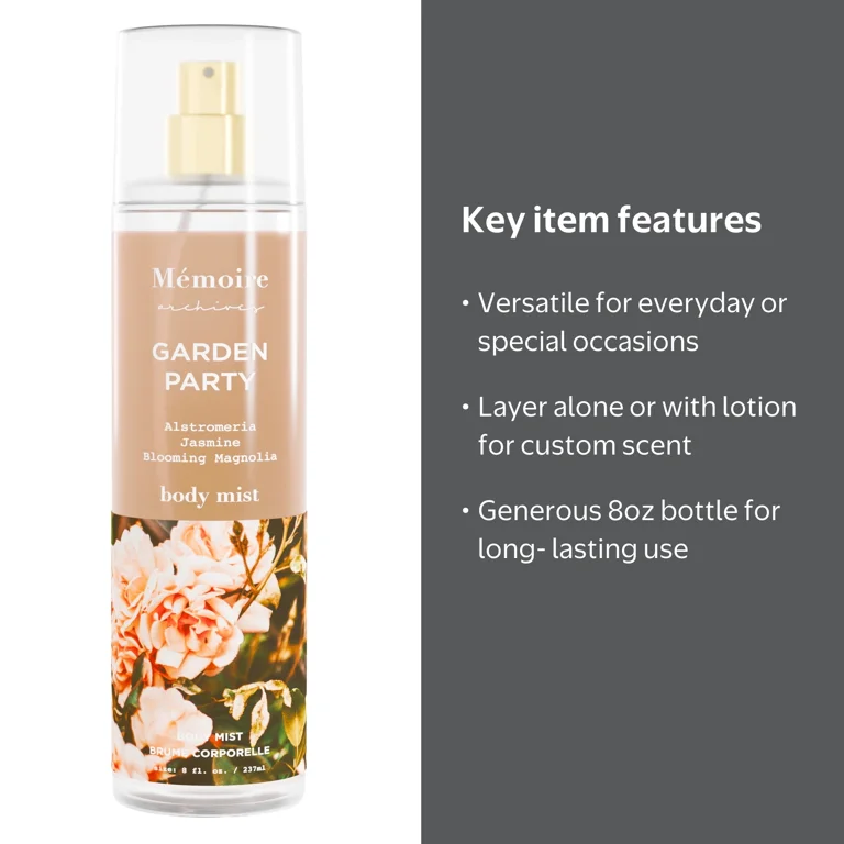 mémoire florale price down 12800->8200 Memoire Garden Party Body Mist for Women, 8 fl oz, Floral