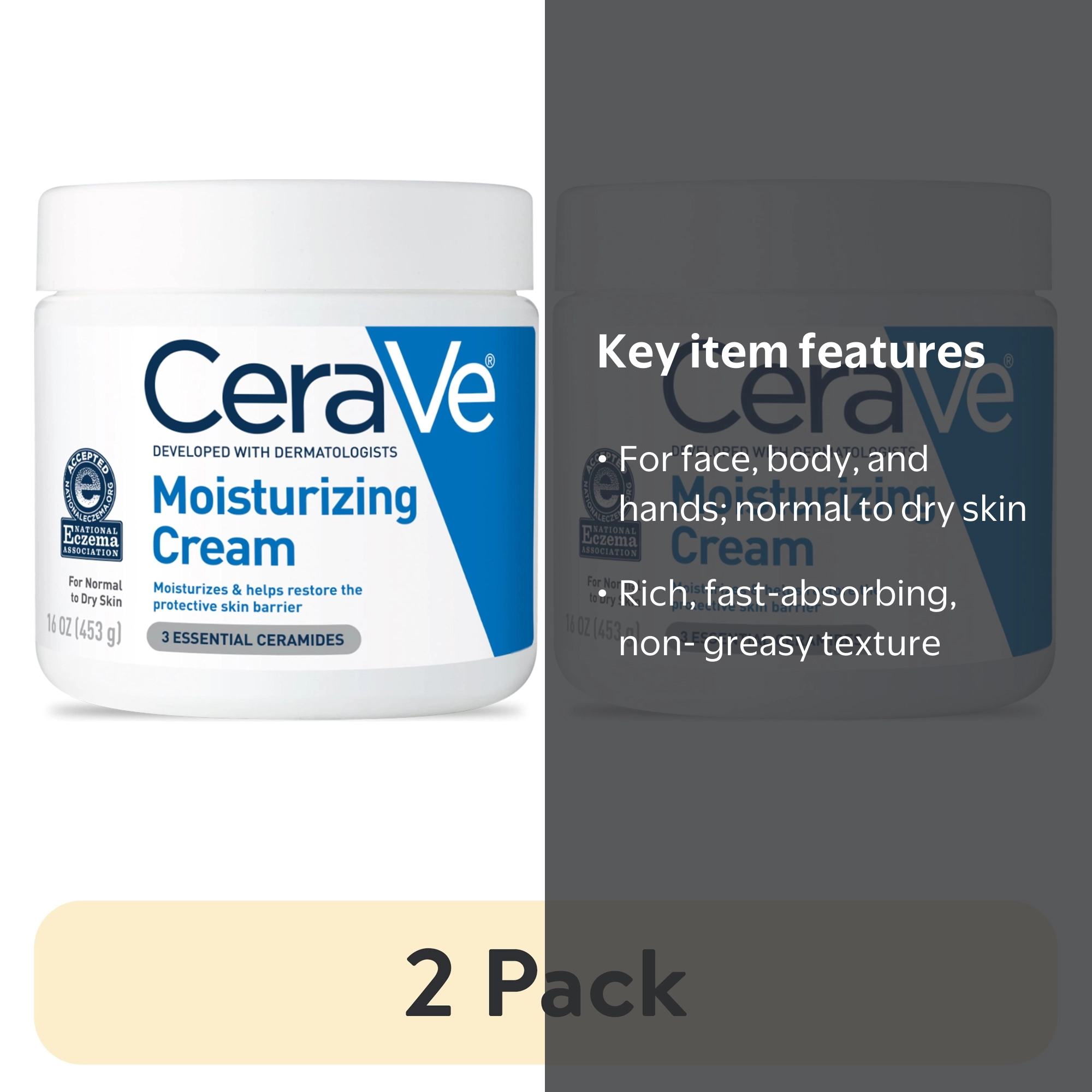 CeraVe Moisturizing Cream 453g 2個セット 2 pack) CeraVe Moisturizing Cream, Face & Body Moisturizer for
