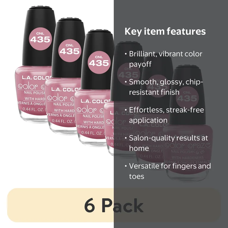 6 pack) L.A. COLORS Color Craze Nail Polish, Bubble Bath, 0.44 fl 6 pack) L.A. COLORS Color Craze Nail Polish, Bubble Bath, 0.44 fl
