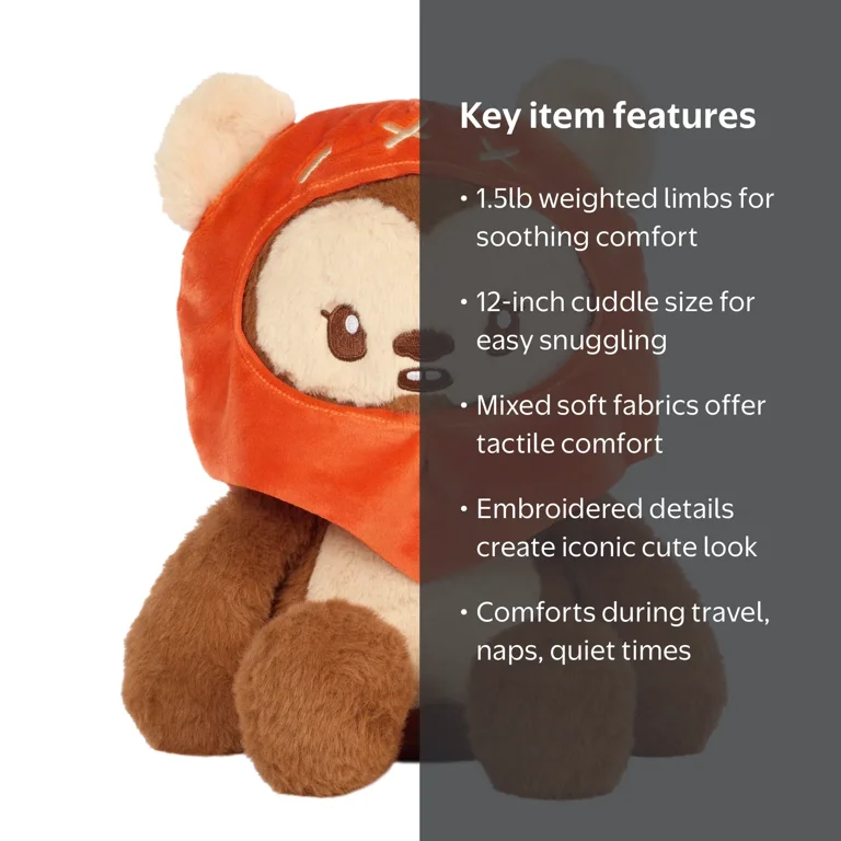 Star Wars Ewok Plush, Weighted Soft Toy, 12-inch with Weighted