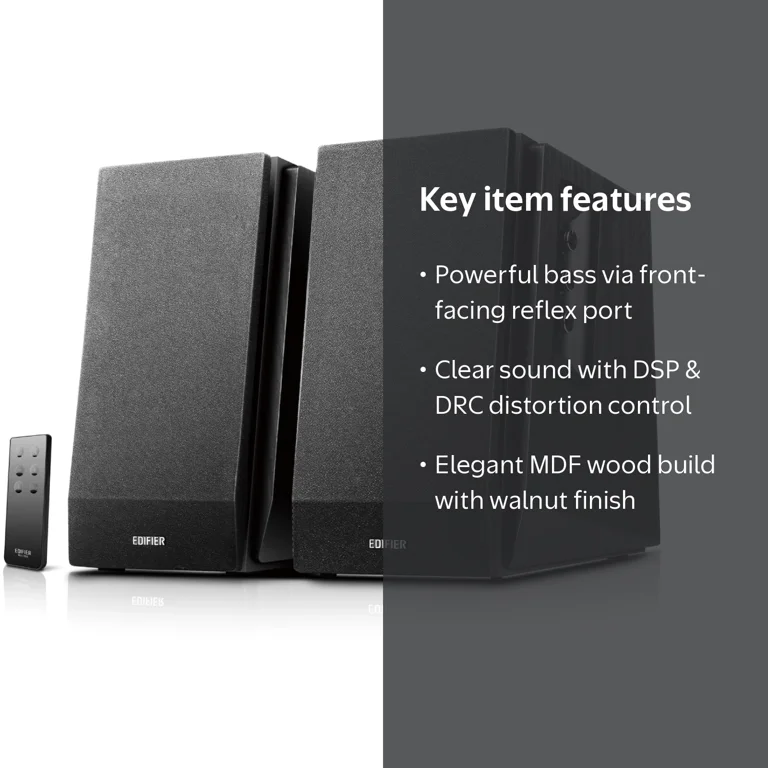 Edifier, Bluetooth Bookshelf Speakers, Black, 2.0 Active Powered