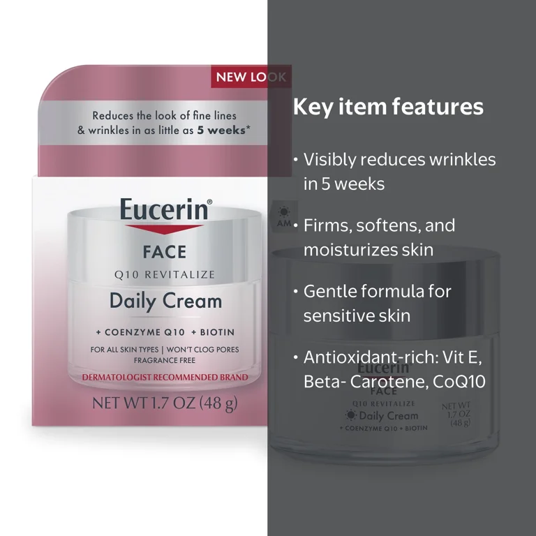 Eucerin Q10 Anti-Wrinkle Moisturizer, Aging Facial Treatment for