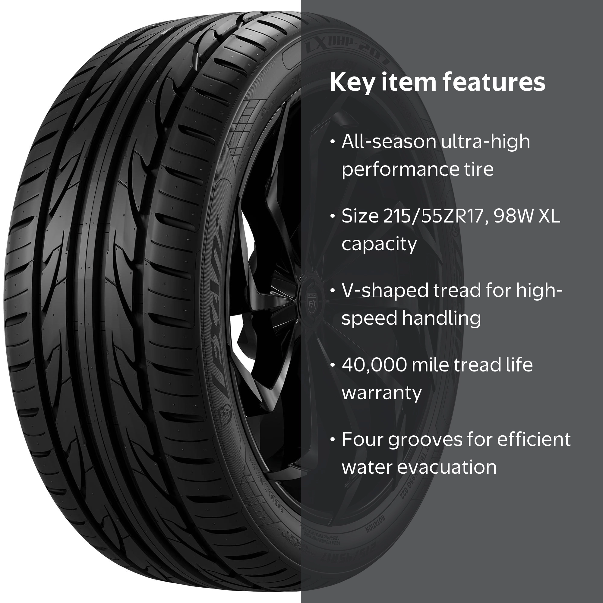Lexani, Passenger Tire, 215/55ZR17, All Season, UHP - Walmart.com