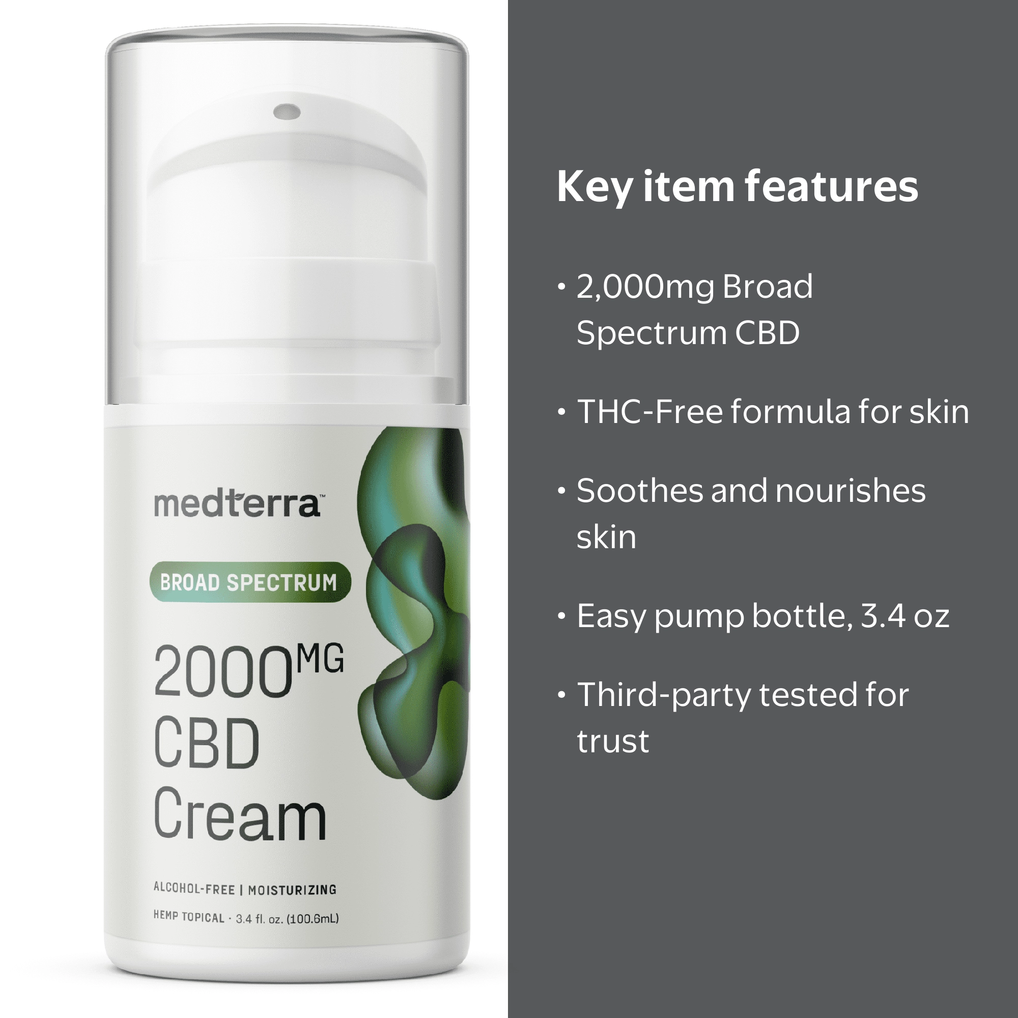 Medterra CBD Broad Spectrum 2000mg CBD Cream, 3.4 fl oz - Walmart.com