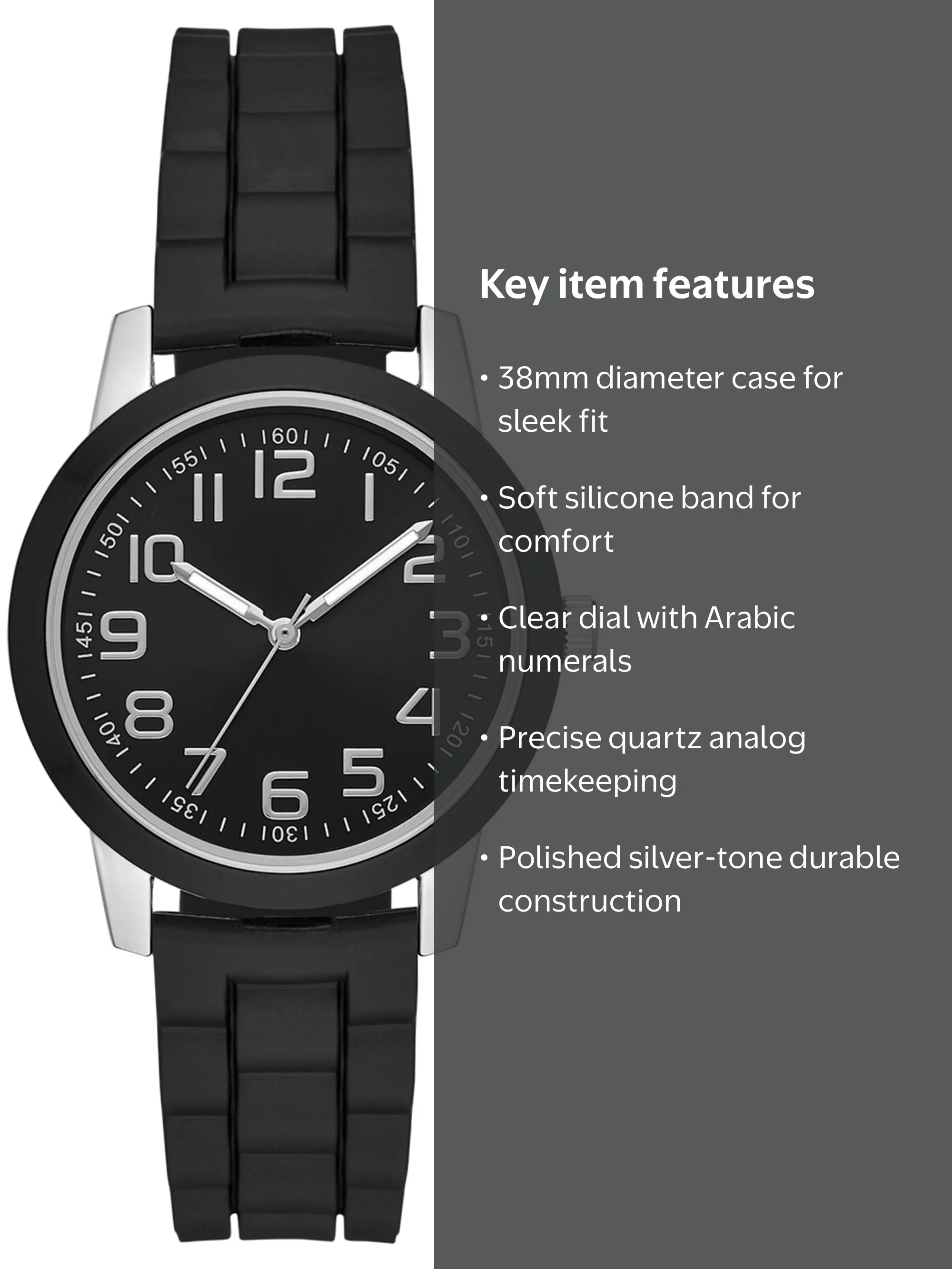 Accutime Embellished Bezel Watch Stainless Steel Case 3 SubDials Black Strap NEW Accutime Stainless Steel Case Quartz Wristwatches for sale  main image 2