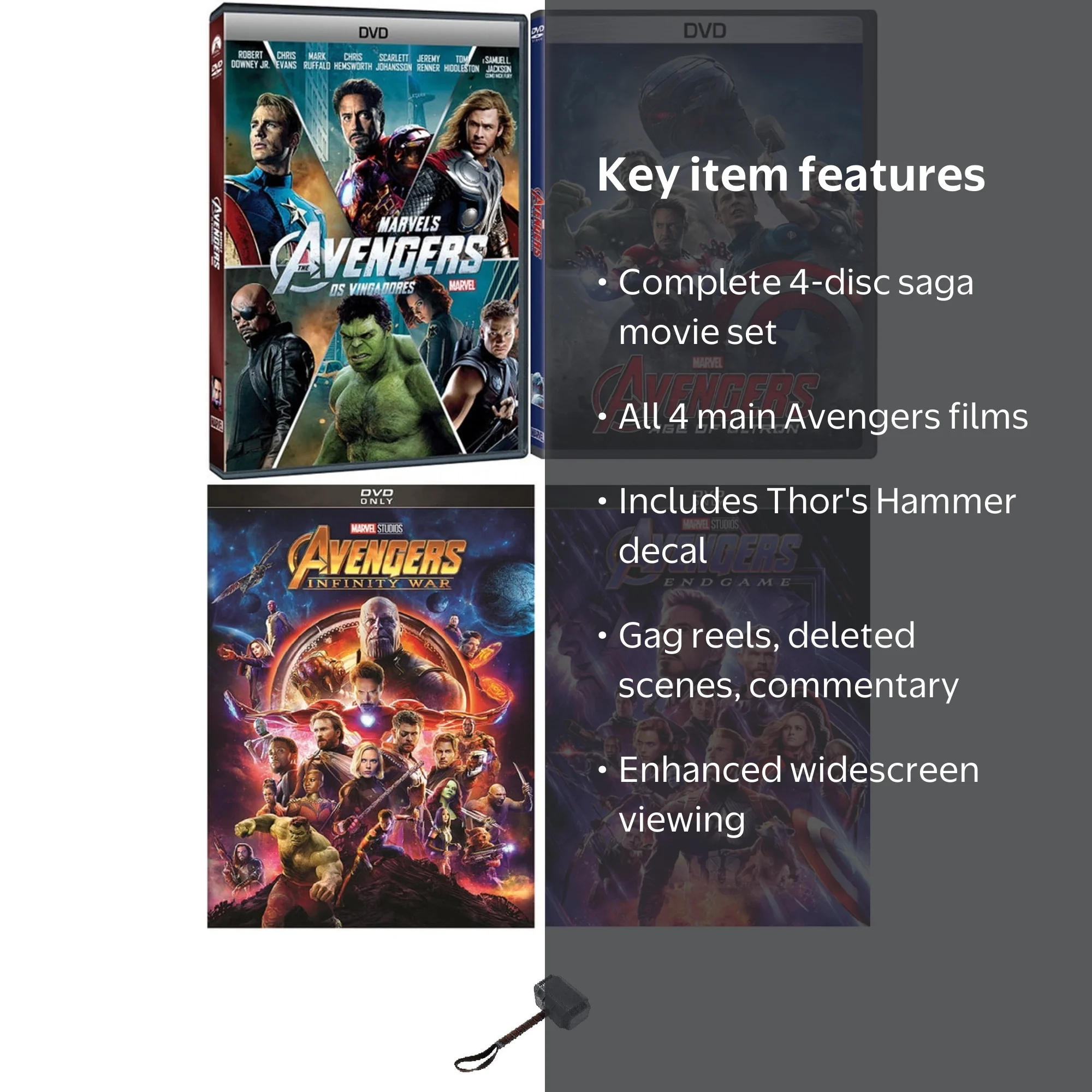 The Avengers Complete 4 DVD Movie Set Includes Avengers Ultron