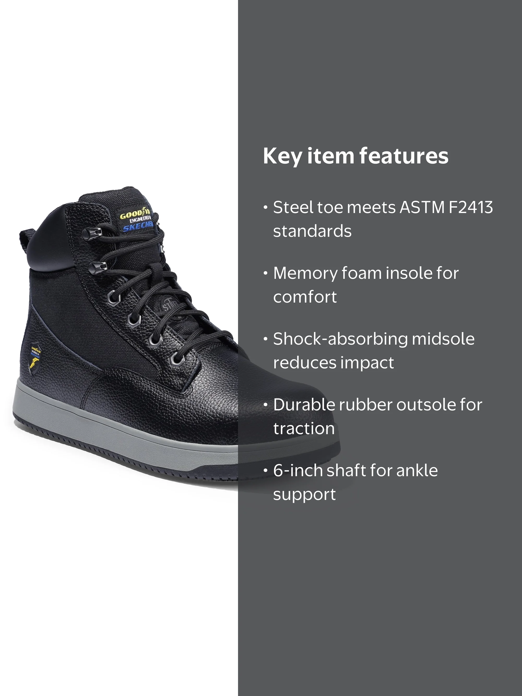 Goodyear Sketchers Men\'s Work Boots‎ Black Steel Toe Size 12 NEW SKECHERS Men main image 3