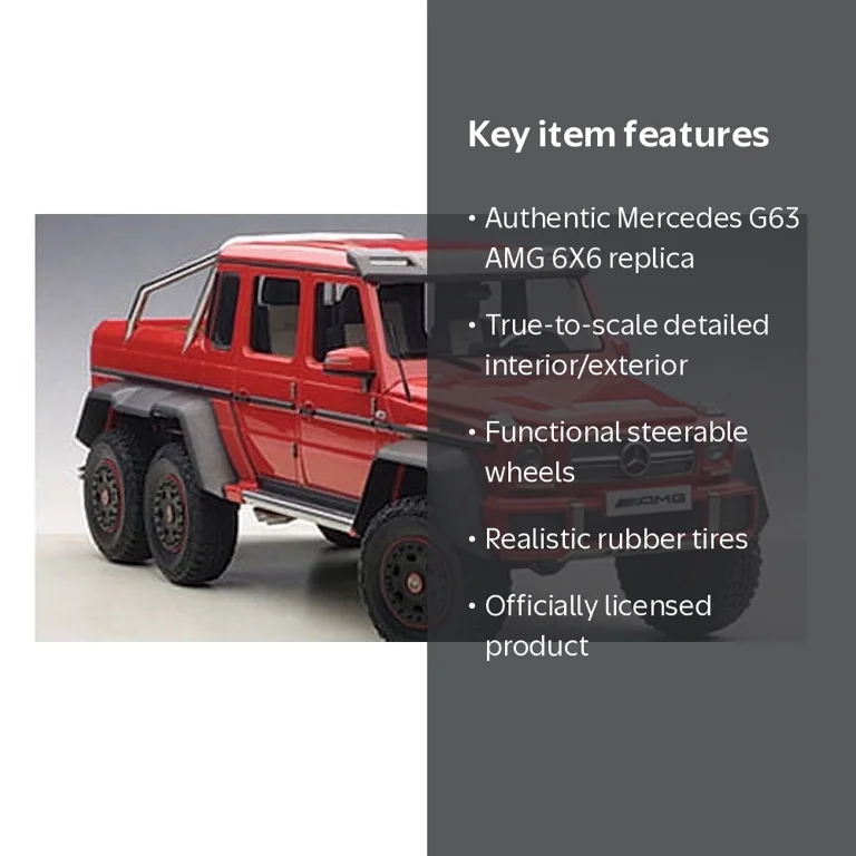 Mercedes G63 AMG 6X6 Red 1/18 Model Car by Autoart - Walmart.com