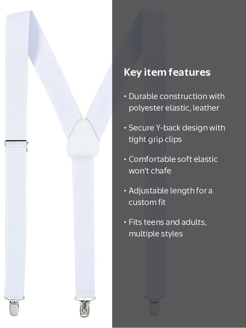 Mens Suspenders for Men with Clips Y Back Design Pant Clip Style