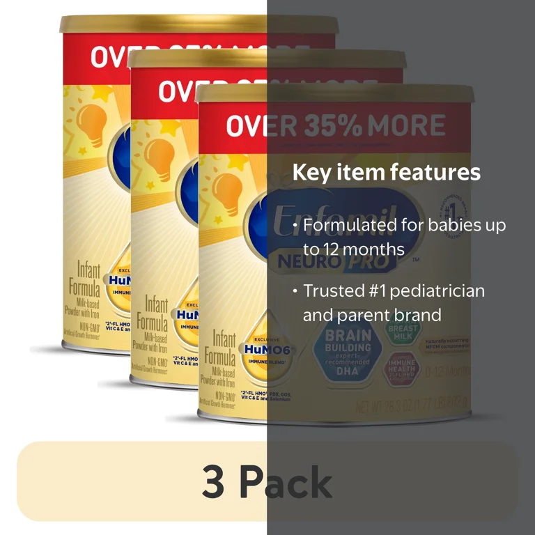3 pack) Enfamil NeuroPro Baby Formula, Brain Building Duo DHA