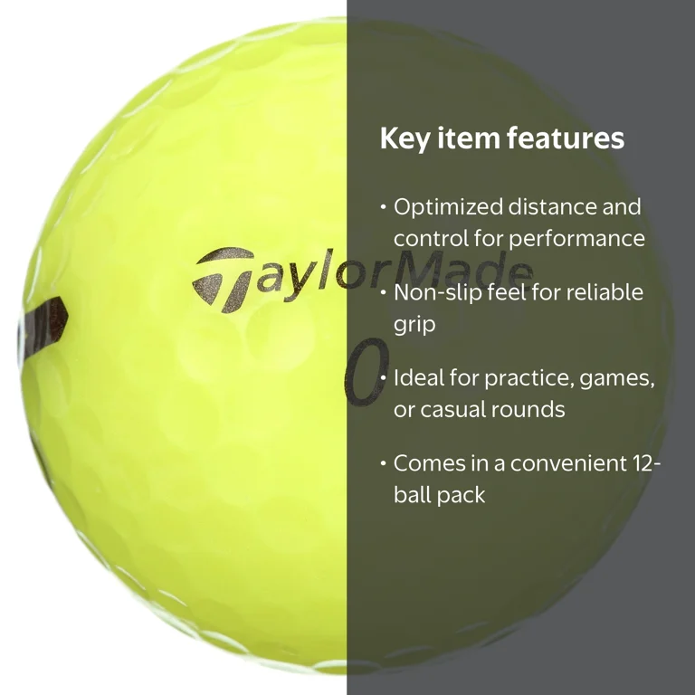 TaylorMade, Distance Plus Golf Balls, 12 Pack, Yellow - Walmart.com