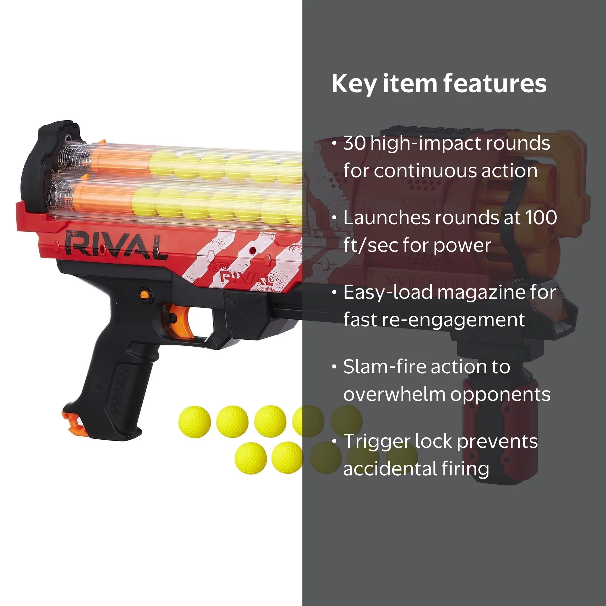 Nerf Rival Artemis XVII 3000 High-capacity Red Blaster, Includes