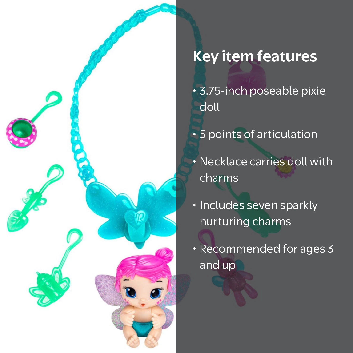Hasbro, Baby Doll Glo Pixies Necklace with Nurturing Charms
