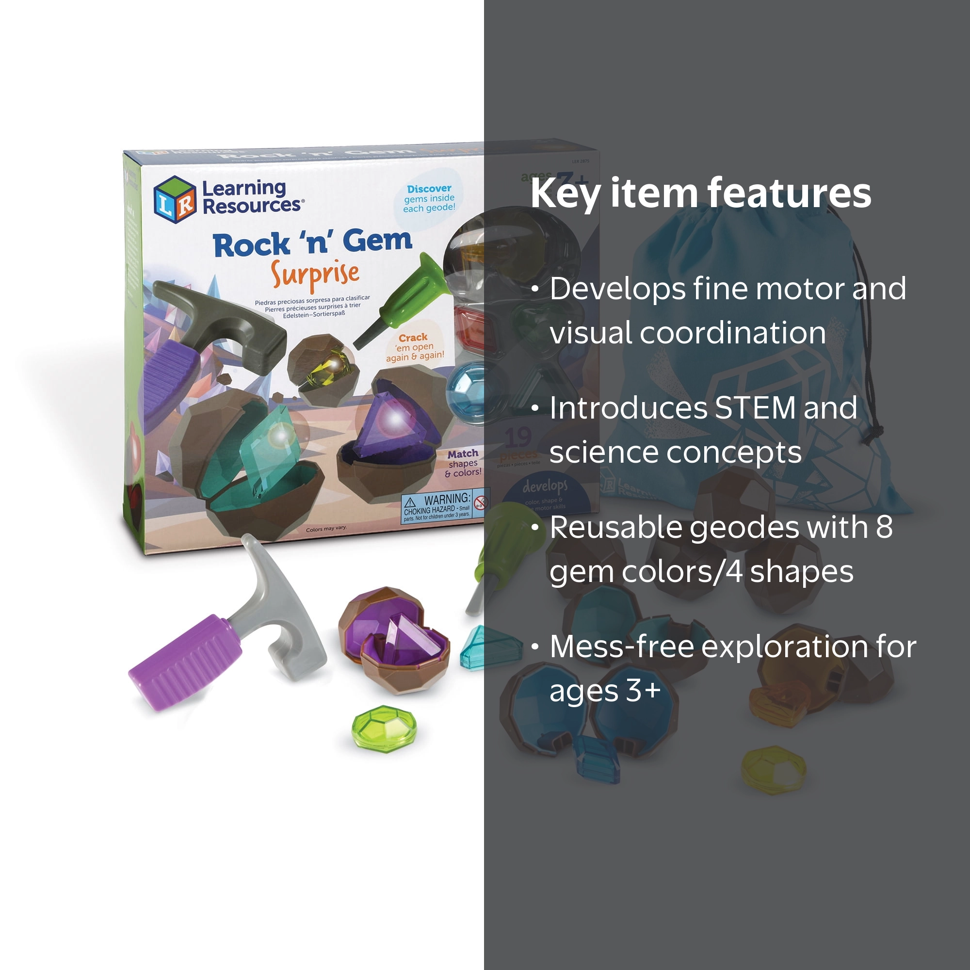 Learning Resources Rock 'n Gem Surprise, Fine Motor Toddler Toy
